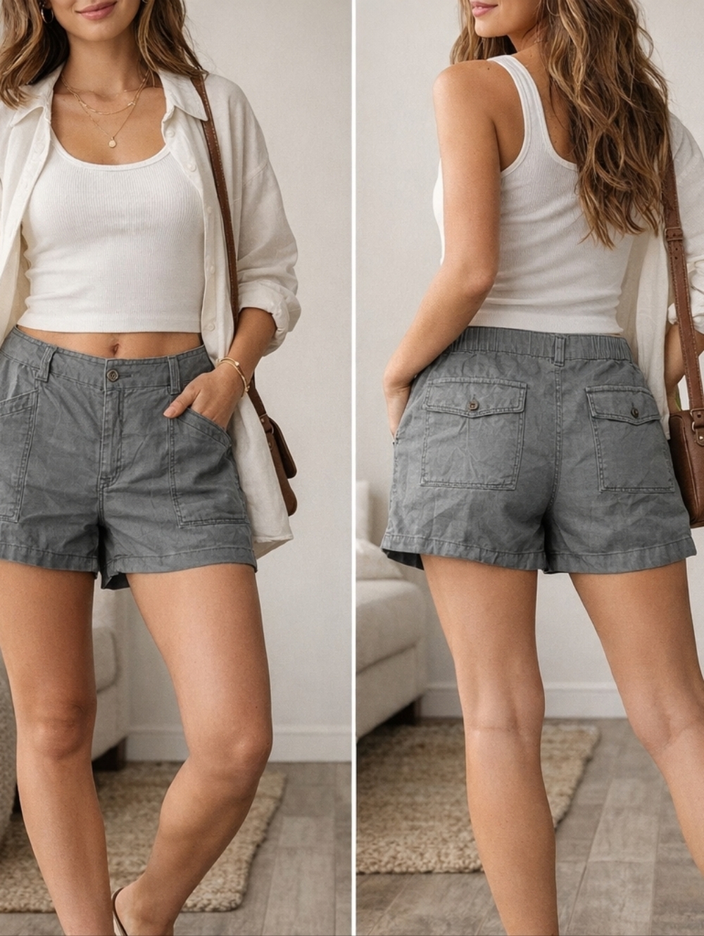 Old Navy Gray/Green Utility Shorts – Size XL – Casual Everyday StapleComfortab
